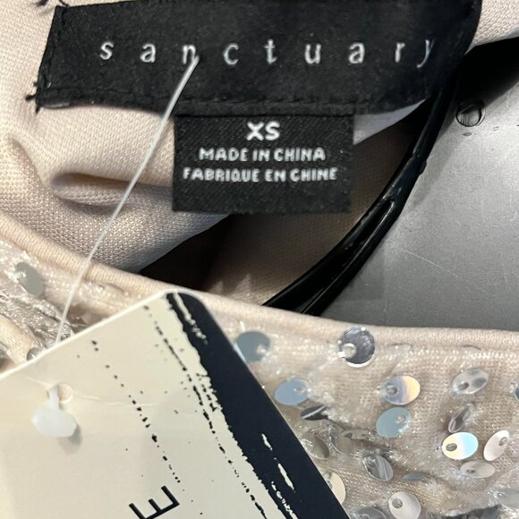 NEW Gorgeous Champagne-Colored Evereve Sanctuary Sequined Mock Turtleneck XS - Picture 4 of 4